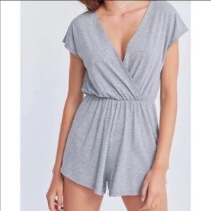 Ecote Grey Knit Surplice Romper